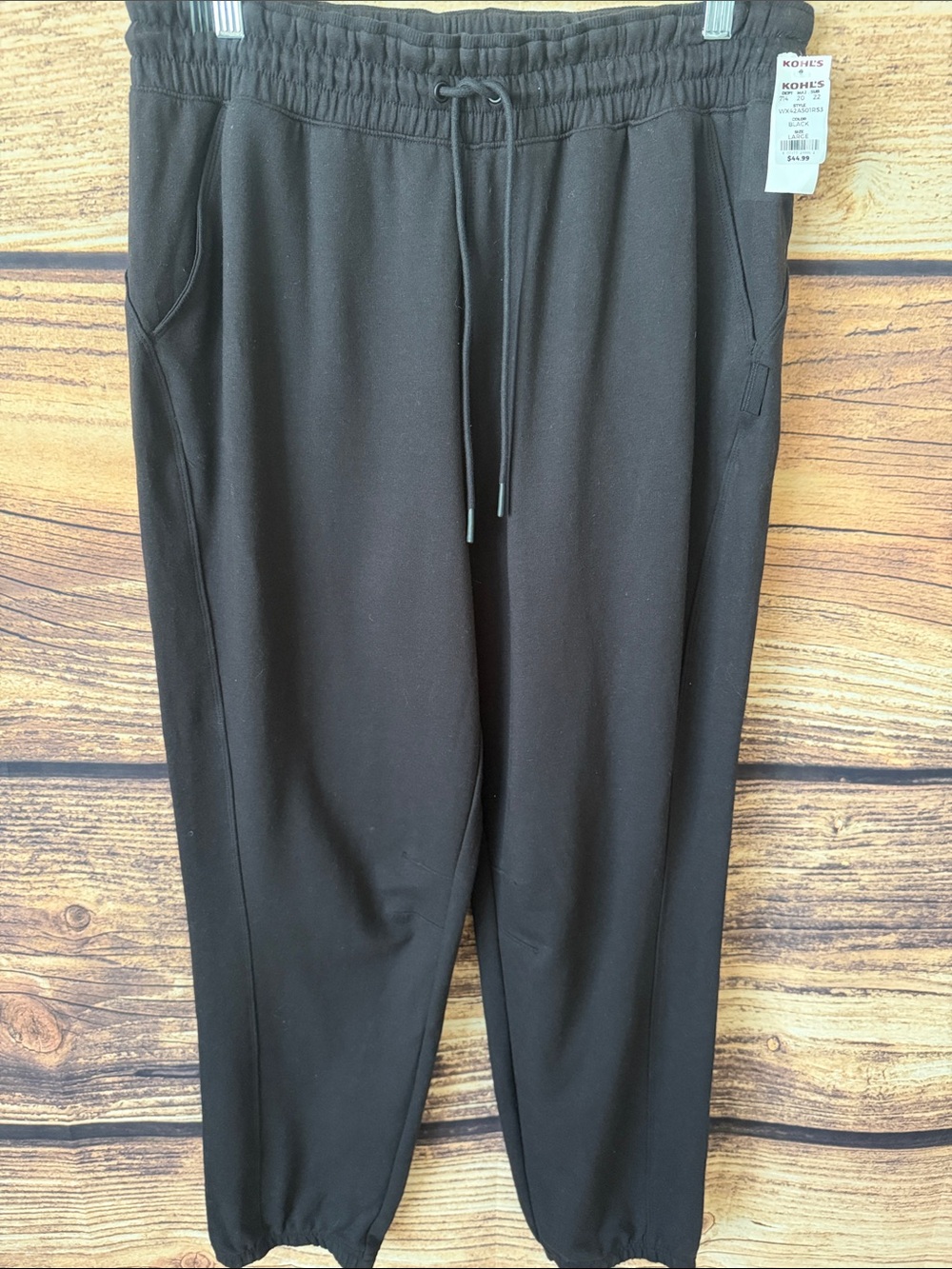 Kohl's FLX Men's Black Drawstring Joggers with Elastic Cuffs